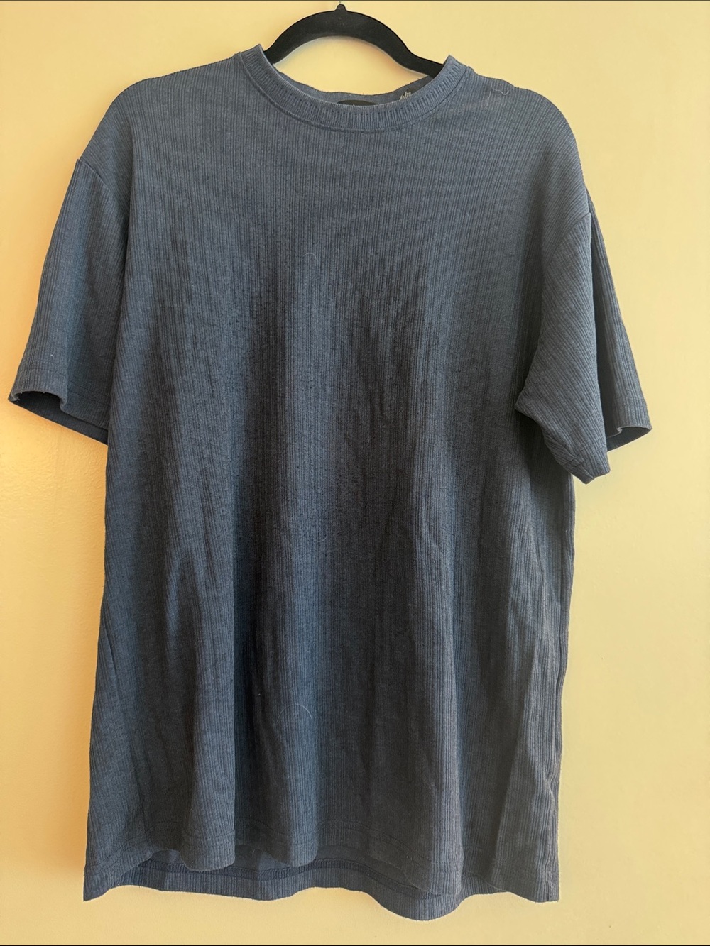 Claiborne Men's Ribbed Short-Sleeve Crewneck Shirt - Slate Blue